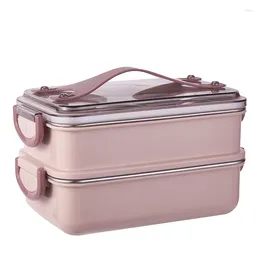 Tischgeschirr Housbay Edelstahl Bento Box für Adultskids Leckproofes Mittagessen Divide Mahlzeiten Aufbewahrungsbehälter Set stapelbar 2 Schicht