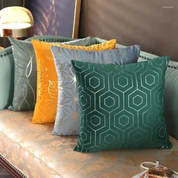 Kudde Light Luxury Dutch Velvet Gilding Soffa Throw Cover Colorful Home Decor Bay Window Geometric Pillow Case 45