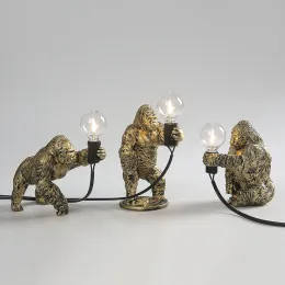 Design King Kong Lampad Resin Resin Animal Gorilla Lampade da tavolo Mini Gorilla Ornamenti carini Luci a LED Craft Decor Home Luminaire