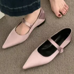 Casual Shoes Women Mary Jane Vintage Pointed Toe Walking Flats Korean Style Solid Colour Lightweight Slip On Loafers Zapatos Para Mujer