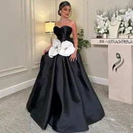 Partykleider Prinzessin Prom Schatz trägerlos mit großer Blumenapplikation moderner Satin Abendkleid bodenlange Vestidos