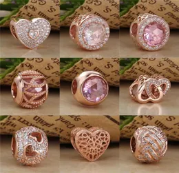 18CT Rose Gold Plated Over 925 Sterling Silver Charm Bead Fits European Jewelry Bracelets and Necklaces6711045
