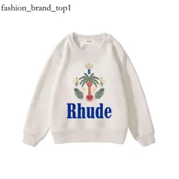 Rhude Luxury Designer Kid Hoodie Letter Rhude Clothing Bair Boys Boys 여자 스웨터 패션 디자이너 스웨트 셔츠 어린이 옷 전체 슬리브 풀오버 7356