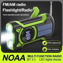 Caricabatterie 8000Mah Radios meteorologiche di emergenza solare Bluetooth 5.3 Cancamento a mano Gark con altezza del caricabatterie di alimentazione a LED Flashlight Bank SOS