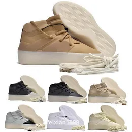 FOG Athletics I Mens Basketball Shoes Top Top Fear of God Cream White Carbon Sesame Suede Brown 2024 Zapatos Trainers Size 7 - 12