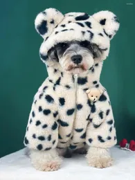 Hundkläder husdjur vinterkläder vindtät pälsjacka fläckiga kläder för katt liten schnauzer chihuahua akita mops tjock