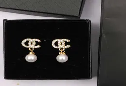 Designer oro in oro 18K Orecchini marchi Designer Ear Stud Women Women Crystal Pearl Geometric Earrings for Wedding Party Jewerlry6335368