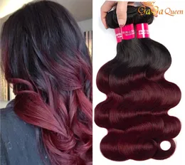 Gagaqueen Brasilianer Ombre 1B 99J Body Wave Hair 3 Bündel Burgunderhaarverlängerungen 1B 99J Humanes Haarwebe8756325