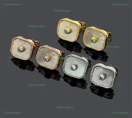 2022 New Crystal Stud Fashion Diamond arring for Women Classic Natural Shell Four Leaf Clover Designer Jewelry1006929