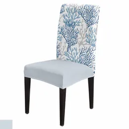 Summer Sea Life Coral Chair Cover Set Kitchen Stretch Spandex Seat Slipcover Home Dining Room Seat Cover