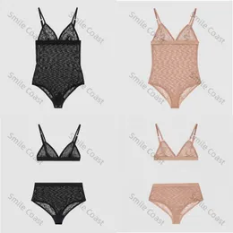 G Luxus einteilige Bikini Dessous Mesh Letter Stickerei durchsichtige Spitze sexy Badeanzug Frauen