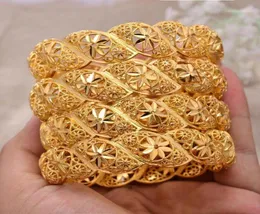 Annayoyo 4pcslot etiope Africa Gold Color Bangles for Women Flower Bride Bracciale africano Gioielli di matrimonio Africano Medio Oriente Articoli13345290