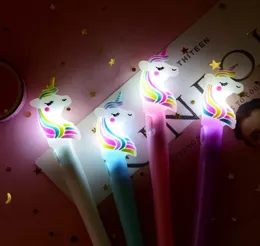 Ins barn unicorn lätt leksaker lysande ljus penna glöd i den mörka gel penna baby pojke flickor enhörning glödande leksaker barn glans leksak a81416887655
