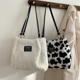 Women Plush Tote Bag properatile Furry Counter Bag Zebra/Cow Pattern Fluffy Satchel Bag Cute Tote Handbag Fuzzy Faux Furbag