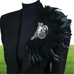 Boutonniere Clips Clips Brooch Pin Sward Bussiness Suits Banquet Brooch Black Feather Anchor Flower Corsage Bar Singer LJ1703552