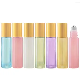 Storage Bottles 6X Thick 10ml Glass Perfume Roll On Bottle With Stainless Steel/Gemstone Roller Ball Essential Oil