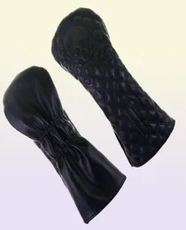 Gloof Golf Skull Skulet Head Cover Cup Club Black Leather Headcovers Set подходит для водителя Fairway Wood Supplies 2205179341120