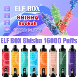 Elf Box Shisha 15000 16000 sbuffi Servizi usa e getta e Sfumo 15k 16k 0% 2% 3% 5% 26 ml POD Preimpuggita Penna a maglie da 0,6ohm a maglie 600 mAh