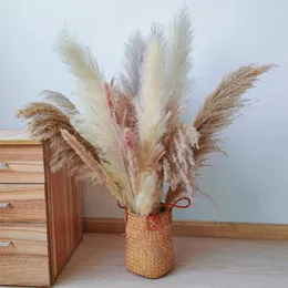 Flores decorativas 30pcs 70-80cm Natural Big Pampas Grass Grama fofa de palheta seca buquê de tamanho grande decoração de casamento decoração de natal decoração