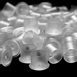 1000個の使い捨てタトゥーパーマネントメイクアップマイクメントマイクロブレードプラスチックタトゥーインクカップキャップクリアセルフスタンディングコンテナ