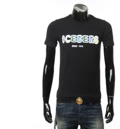 Iceberg Men039s Lettera stampata in cotone Shortleved Round Neck Casual Tshirts5874175