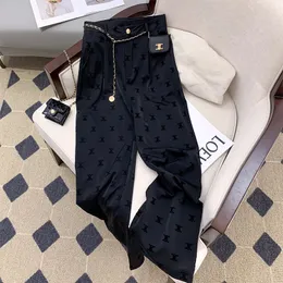 Pantaloni da gamba larga in raso acetato tridimensionale pantaloni da donna sottili 2024 pantaloni da dritta casual dritti