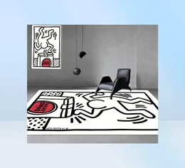 Teppich Keith Haring Unordentliches Puzzle -Fläche Teppichboden LUBLUME LEBEN ZUHAMMSBEDIADBALL BAY BAY Fenster 2210178633421
