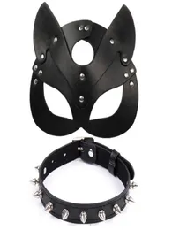 Porn Fetish Head Mask Whip BDSM Bondage Restraints PU Leather Cat Halloween Mask Roleplay Sex Toy For Men Women Cosplay Games Q0814055043