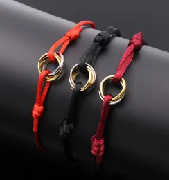 316L de aço inoxidável Trindade anel de corda Bracelete Três anéis Cupa das mãos Bracelets de casais para homens Mulheres famosa marca Jewel9317045