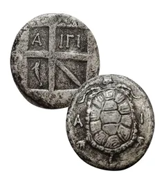 اليونانية اليونانية القديم Eina Turtle Silver Coin Aegina Sea Turtle Badge Roman Mythology Corving Collection8428137