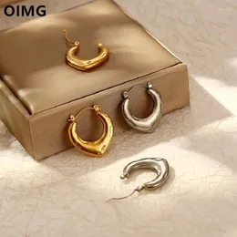 Hoop Earrings OIMG 316L Stainless Steel Gold Plated Punk Vintage Chunky Hollow Heart For Women Jewelry Accessories No Fading