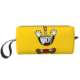 Kosmetiktaschen Spiel Cartoon Cuphead Mugman Reisetasche Frauen Toiletten Make -up Organizer Lady Beauty Storage Dopp Kit Hülle Kiste