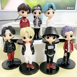 7pcsset bangtan meninos grupos rm Jin suga jhope jimin v jungkook boneca modelo de brinquedo figura ídolo ídolo fofo presente do exército para crianças 240411