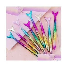 Bollpoint Pennor Wholesale Kawaii Colored Mermaid S 1mm Pen Cute Imitation Needle 0,5mm Gel Office School Student Supplies PREMOTION COTGQ4