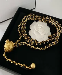 Landningsbanan vintage bälte halsband fårskinn berömt varumärke boll halsband midjeband dekorativ markerad logotyp guld länk kedja midje kedja bel9466364