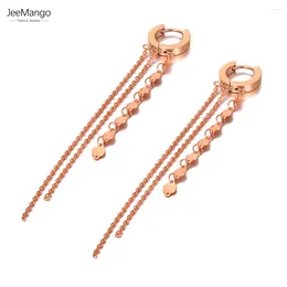 Hoop Ohrringe Jeemango Trendy Titanium Stahl Böhmen Tassel Long Schmuck Rosengoldfarbe/Karriere für Mädchen JE20288