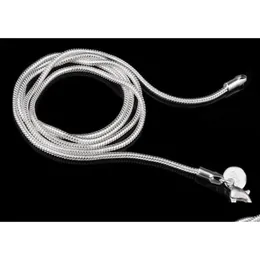 チェーン1mm 2mm 925 Sterling sier Snake Choker Necklaces Jewelry Wholesale Optional Size 16 18 20 22 24インチドロップ配信ペンダントDHT7I