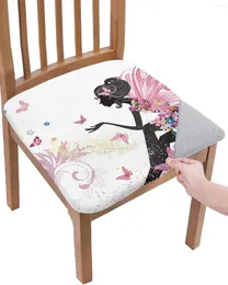 Stol täcker tecknad fjäril Flower Fairy Girl Pink White Elastic Seat Cover för Slipcovers Home Protector Stretch