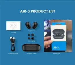 Air3 TWS EAR BUDS 무선 미니 블루투스 이어폰 헤드폰 헤드폰 헤드폰 안드로이드 삼성 아이폰 스마트 폰 2229687 용 마이크 스테레오 V50