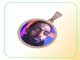 Hip Hop Solid Core Iced Out Custom Picture Pendant Necklace With Rope Chain Charm Bling smycken för män Women2122096