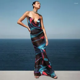비치 드레스 여성 커버 2024 컬러 프린트 메쉬 풀 오버 홀터 스윙 뒤로리스 견고한 스판덱스 수영복 목욕