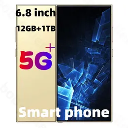6,8 cala S24 Ultra S23 5G Telefon komórkowy 13MP aparat Android S24 Ultra Smartphone GPS odblokowany 16 GB RAM 1TB Rozpoznanie twarzy HD Pełny ekran English Telefon Case