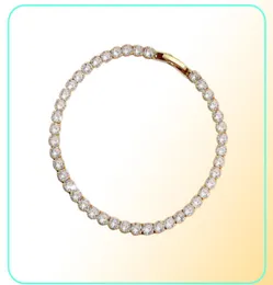 Bracciale d'oro uomo ghiacciato Tennis Bracciale Catena AAA Zirconia cubica Zirconia Silver Womens Bracelet Designer Copper White Diamond Catene B2956469