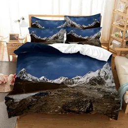 Conjuntos de cama conjuntos 3D Conjunto de cenários naturais Cenas de cama Quilt lavagem lavatável Caixa doméstica Supplies de cama doméstica