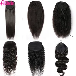 Alibele Mogolian Afro Kinky Curly Draw String Ponytail Human Hair Extensions 4b 4C Remy 10-28-Zoll-Langklammer in Pferdeschwanzerweiterungen