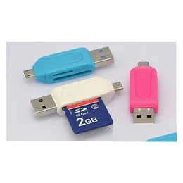 Memory Card Readers 2 In 1 Usb Male To Micro Dual Slot Otg Adapter With Tf/Sd Reader 32Gb 4 8 16Gb For Android Smartphone Tablet Dro Dh9Mt