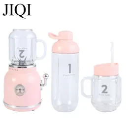 Juicers jiqi multifunktionella bärbara elektriska juicergrönsaker fruktekstraktor glass mjölk skakning smoothie maker exprimidor 220v