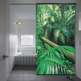 Adesivi della finestra statica cling tropicale foresta pluviale Privacy Film Controllo di calore Bloccante vetro glassata