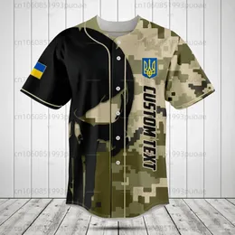 Mäns casual skjortor 2024 Ukraina Anpassade namn Baseball Jersey Summer Fashion 3D Print Oversize and Women's Shirt