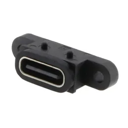 Tipo C 2pin Impermeável fêmea USB C Porta de soquete com orifício de parafuso Interface de carregamento de carga rápida conector USB de 180 graus